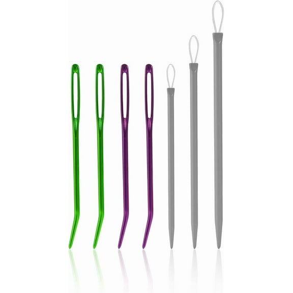 7pcs Large-Eye Blunt Needles, Stainless Steel Yarn Darning Needle Tapestry Needle Wool Needle Macrame Needle Sewing Knitting Needles for Crochet Projects (3 Styles)