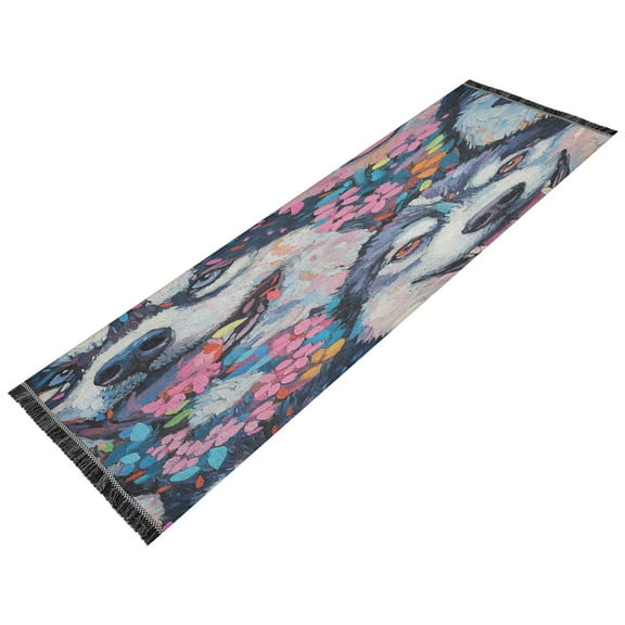 BZSMCE Runner Rug Classical Design Husky Happiness Style Modern Pattern 72x23.5in Indoor Washable Rug