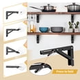 thumbnail image 3 of 8" Black Folding Shelf Brackets Heavy Duty DIY Wall Mounted Shelf Bracket Space Saving for Table Work Bench, Pack of 4, 3 of 8