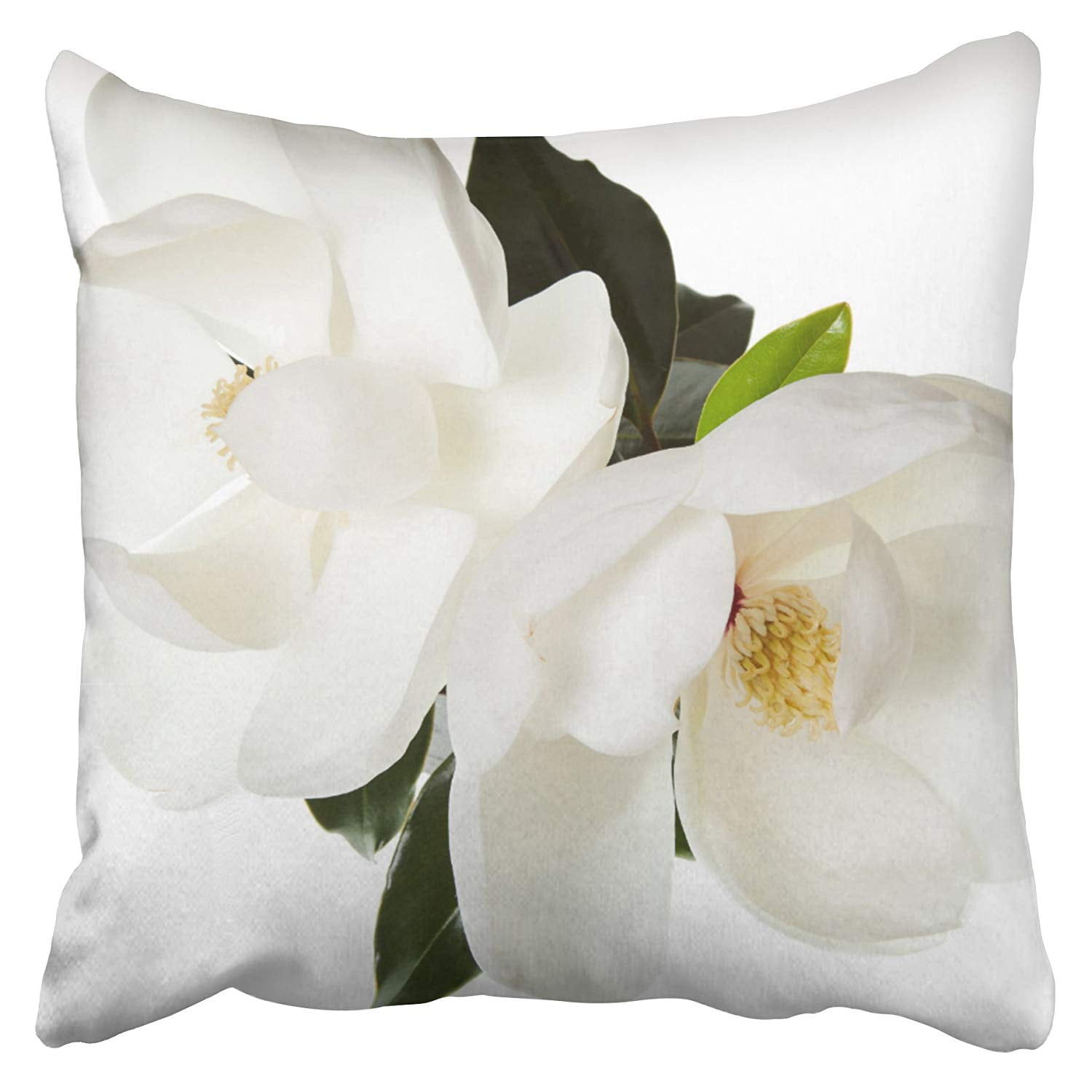ARTJIA White Magnolia Flower Magnolias Floral Flowers Pillowcase