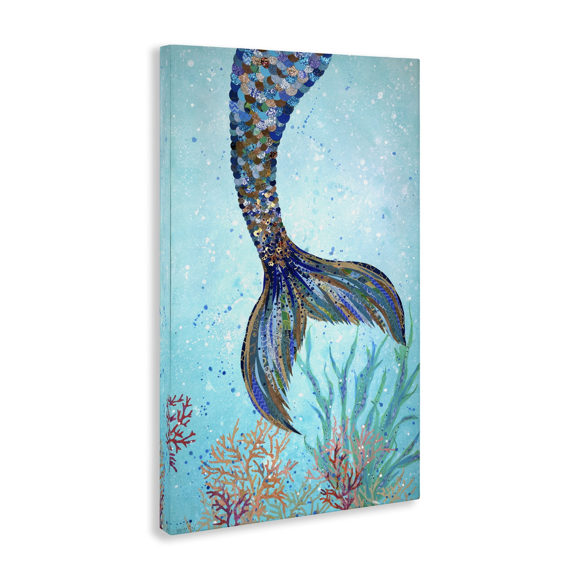 Stupell Industries Tall Tails Mermaid Fairy Tales & Fantasy Painting Gallery Wrapped Canvas Art Print Wall Art, 24 x 36