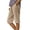 02# Khaki, variant on HKYNLAG Linen Bermuda Shorts for Women Knee Length Lightweight Capri Pants Summer High Waisted Cotton Shorts with Pockets Gray M