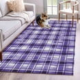 thumbnail image 3 of Area Rug for Living Room, Purple Plaid Non-Slip Indoor Large Carpet for Bedroom/Dining Room, Modern Art Checkered Farmhouse Washable Low-Profile Rectangle Floor Runner Rugs - 4 x 6 Ft, 3 of 7