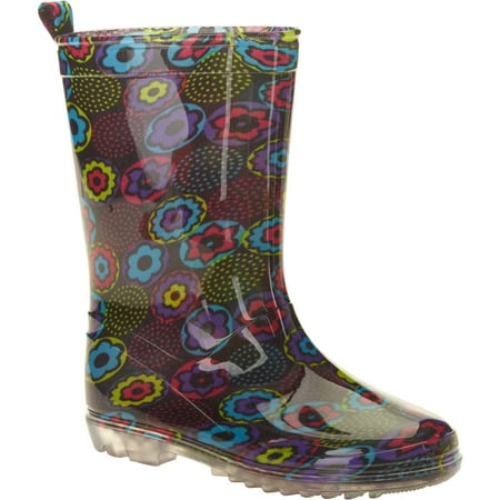 Circle Floral Printed Girls' Jelly Rain Boots