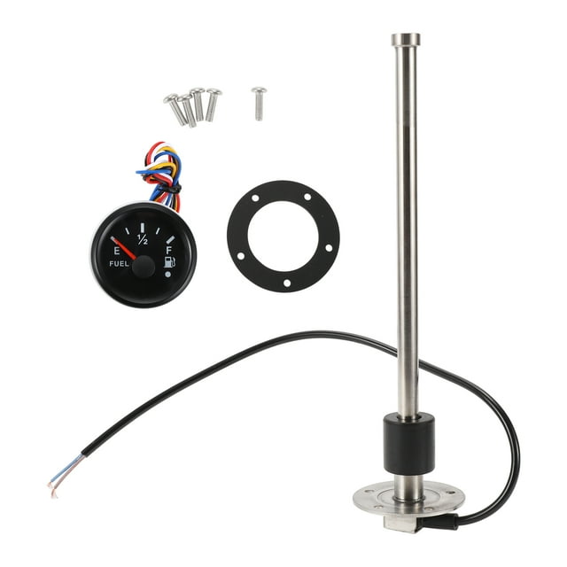 Kit de Unidad de Envío de Combustible y Medidor Unique Bargains Longitud 275mm Unidad de Envío de Combustible para Barcos Sensor de Combustible Marino Metal Negro Tono Plateado 1 Juego 240-33 Ohm