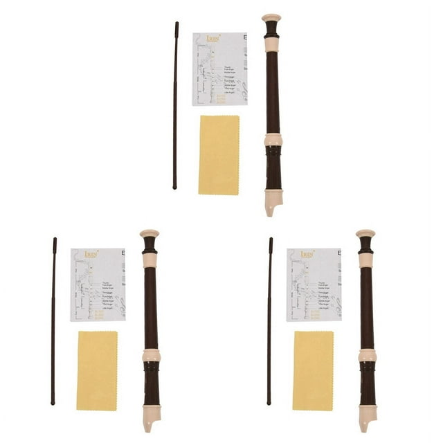 3X Abs Recorder Soprano Clarinet Long Flute Baroque Recorder Fingering Musical Instrument (Coffee)