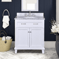 thumbnail image 2 of Dreamwerks 30"W x 22.4"D x 35"H White Bathroom Vanity in Solid Wood with Carrara Marble Top, 2 of 7