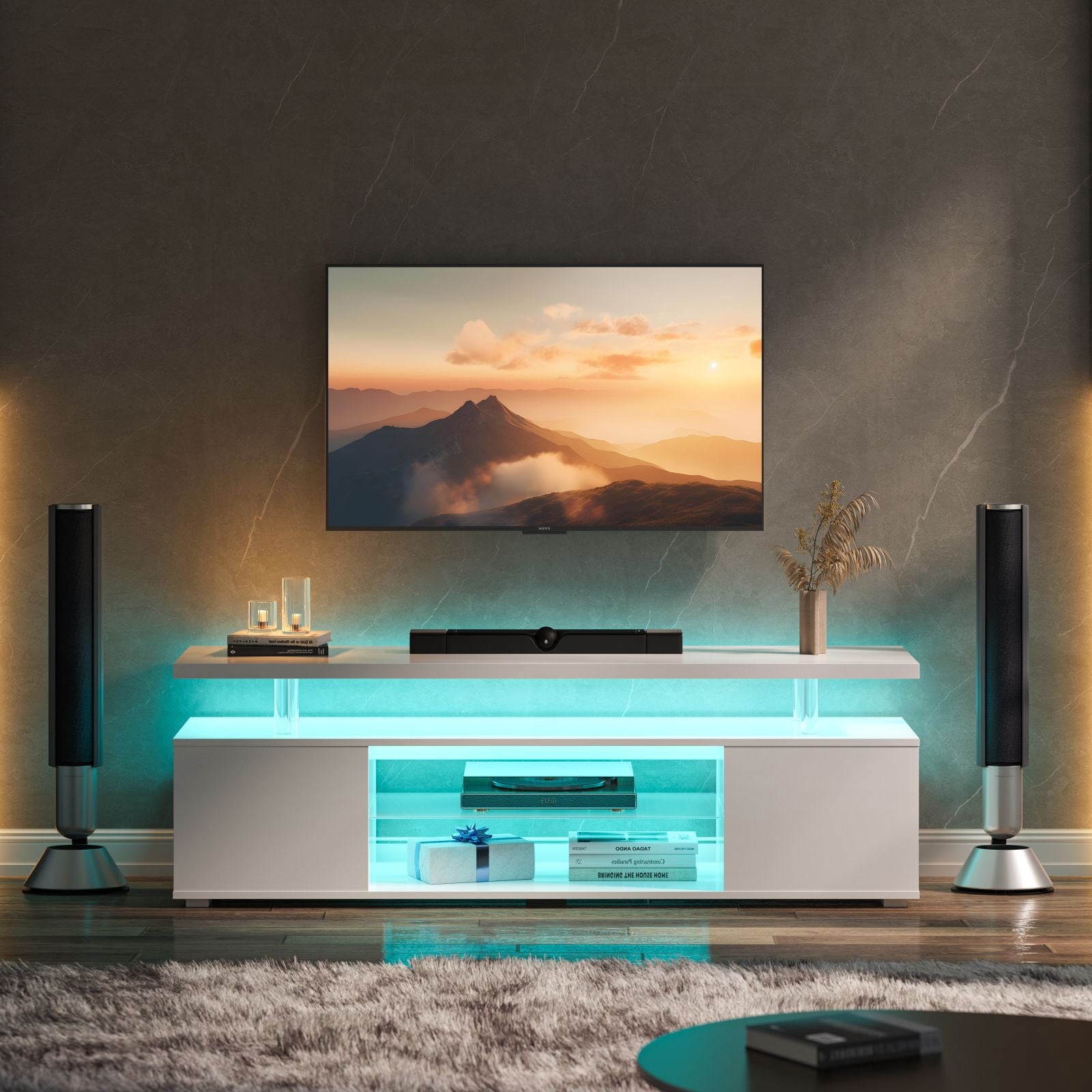 TV Stand Entertainment Center, Gaming Center for 50 55 60inch TV, TV Stand with Storage, TV Stands for Gaming Living Room