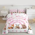 thumbnail image 2 of Homewish Kawaii Rabbit Deer Bedding Comforter Set,Wild Animal Twin Comforter Sets,Pink Cherry Blossom Bedding Set For Girls Kids,Super Cozy Room Decor Reversible,2-Piece, 2 of 8