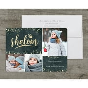 Opulent Shalom - Deluxe 5x7 Personalized Holiday Hanukkah Card