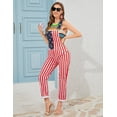 thumbnail image 5 of 250th Anniversary American Flag Bib Overalls for Women 4th of July Outfits(Red White and Blue,M), 5 of 9