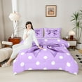thumbnail image 4 of Manfei Kawaii Ribbon Bow Knot 3-Piece Full Size Comforter Sets for Girls Female Children,Polka Dots Bedding Comforter Set,Dreamy Princess Lightweight Bedding Sets,Microfiber Bedroom Decor, 4 of 8