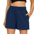thumbnail image 2 of Womens Sweat Shorts Comfortable 2025 Stretchy Pull on Elastic Waist Comfy Shorts Breathable Wide Waistband Pajama Cargo Shorts with Pockets Navy XL, 2 of 10