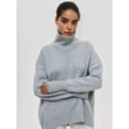 thumbnail image 4 of Women'S High Neck Sweaters Loose Fit Fall Winter Pullover Jumper Tops Silver Grey S, 4 of 9
