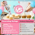 thumbnail image 3 of Uarter 164PCS Dessert Decorating Syringe Set, Stainless Steel Frosting & Icing Piping Kit with 6 Tips and 9 Silicone Cupcakes,3 Cream Scraper for Cake Decorating Tools Cupcake Decorating Kit,Pink, 3 of 6