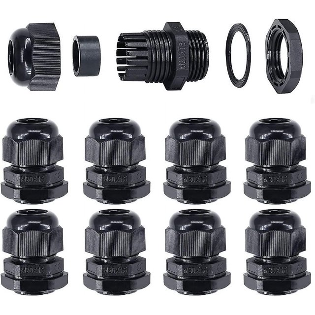 Prensaestopas M20 X 1,5 Paquete de 20 Prensaestopas de relleno de plástico Negro Ip68 Prensaestopas impermeables 6 mm-12 mm