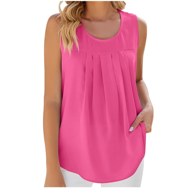 Birdeem T-Shirt Mode Femme Couleur Unie Col Rond Confortable Ample Sans Manches Blouse Décontractée