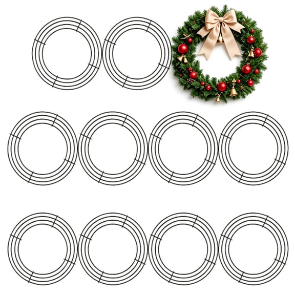 Liyquint 10 Pack 10 Inch Black Metal Wire Wreath Frame Forms, DIY Craft Wreath Rings for Home & Seasonal Door Decor