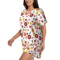 thumbnail image 2 of Naloa Oriental Cuisine Women's Short-Sleeved Pajama Set, Loungewear, Summer pajamas, Breathable Cozy - 3X-Large, 2 of 9