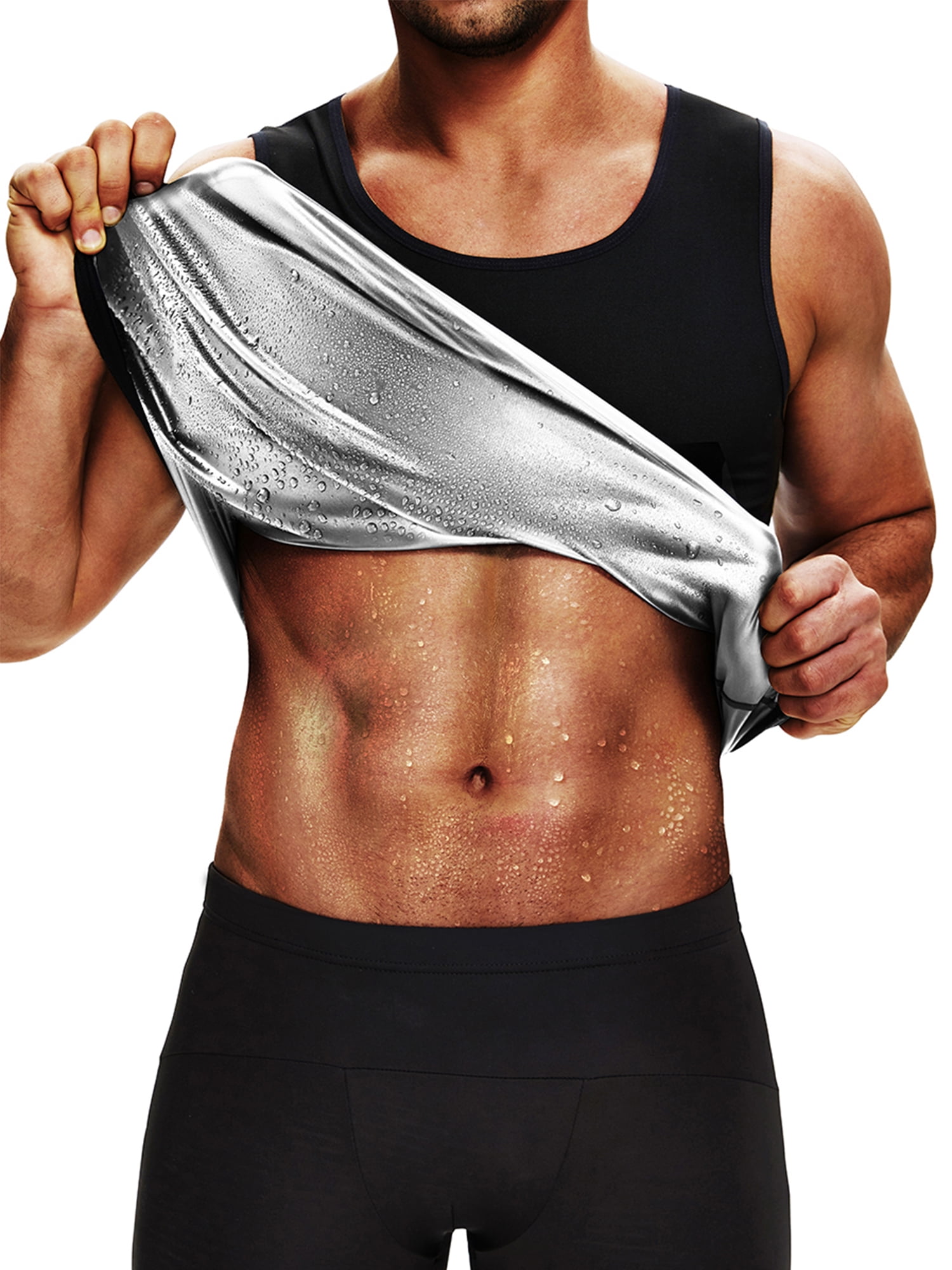 Details about   Men Sauna Sweat Vest Weight Loss Polymer Waist Trainer Vest Body Shaper Zipper 