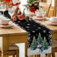 thumbnail image 4 of Christmas Blue Snowman Xmas Tree Table Runner 13x90in Non-Slip Cotton Linen Table Runners, Snowflakes on Black Dresser Scarves TableRunner for Dinner Kitchen Dining Wedding Party, 4 of 9