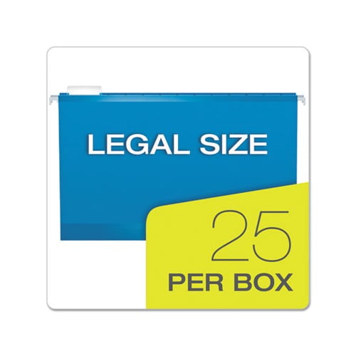 Extra Capacity Reinforced Hanging File Folders with Box Bottom Legal Size, 1/5-Cut Tab, Assorted, 25/Box