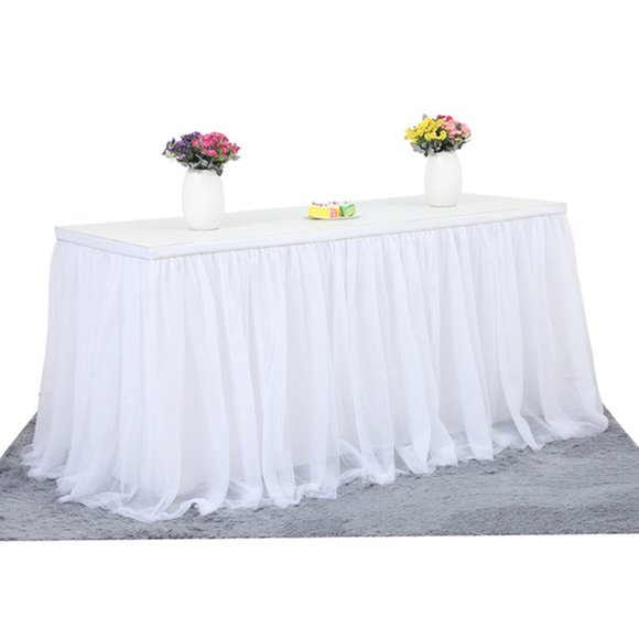 Zootealy Handmade Tulle Table Skirt Tablecloth Decorative Tableware Cloth for Rectangle or Round Table Home Table Skirting For Party Wedding Banquet Picnic
