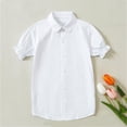 thumbnail image 6 of HAiming Girls Button down Shirts Short Sleeve Collared School Blouses Comfy Classic Uniforms Tee Summer Vacation Going out Kids Tops, 6 of 9