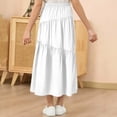 thumbnail image 3 of Eltusu Girls Skirts, Pleated Long-Length Cotton Elastic Waistband Casual Skirts White Size 8-9T, 3 of 4