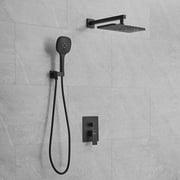 Rectangular Matte Black Rain Shower Faucet System Showerheads with handheld Showerheads,Wall Mounted