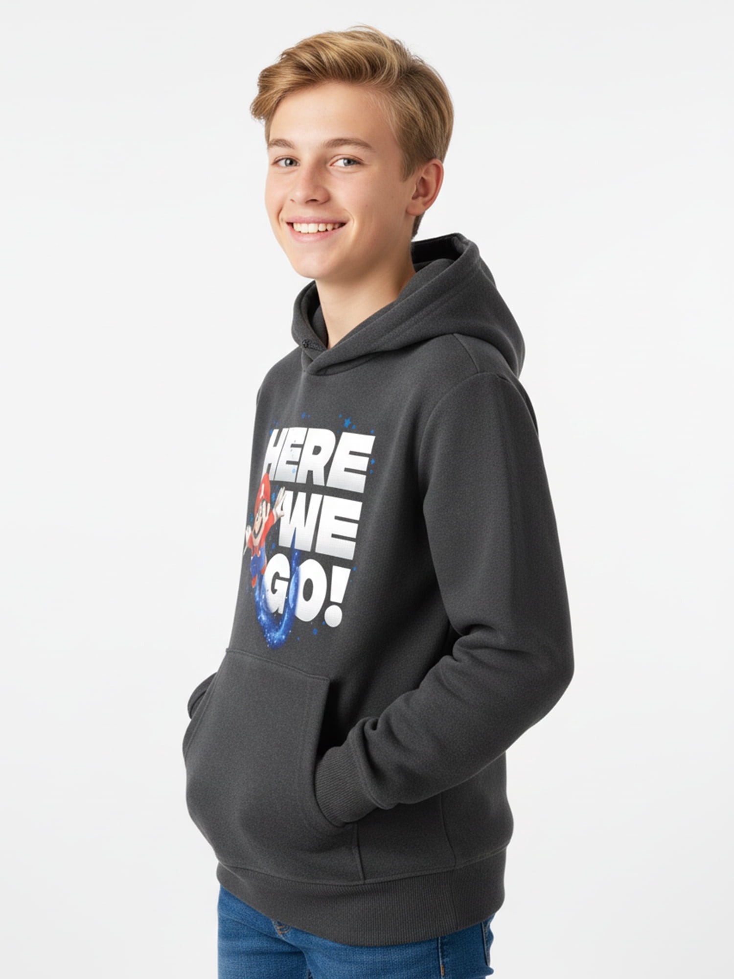 The Super Mario Galaxy Boys Mineral Wash Graphic Hoodie, Sizes 4-18