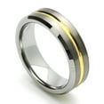 thumbnail image 2 of Men Women Tungsten Carbide Wedding Band Ring 7mm Comfort Fit Beveled Edges Gold Plated Tungsten Ring, 2 of 3