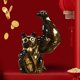 thumbnail image 3 of Figura creativa de gato de la suerte, escultura Feng Shui, artesanía de resina, escritorio, gran músculo A-Café Izquierdo, 3 of 9