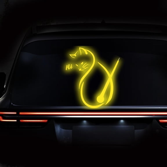 Reflective Cat Rear Wiper Sticker, Waterproof Moving Tail Decal for Cars and SUVs (Yellow)