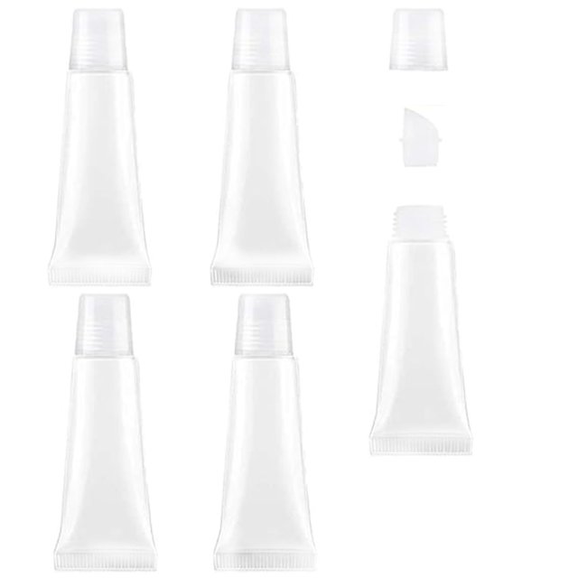 KEAIYYJ- Tubos vacíos de brillo labial, bálsamo, envases de pasta de dientes de viaje, botellas pequeñas rellenables, 10 ml, paquete de 5