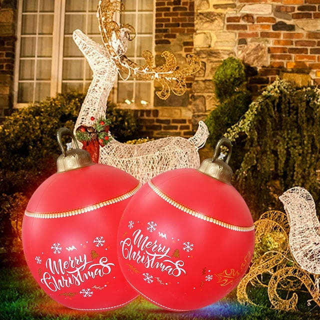 60cm Inflatable Christmas Ball with Light Glow Giant Atmosphere Ball Home Garden