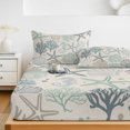 thumbnail image 6 of Twin XL Size Fitted Sheet Set - Aqua Teal Coastal 2 Piece Bedding Sets 16" Deep Pocket Fitted Sheet with 1 Pillowcases, Summer Beach Starfish Coral Nautical Rustic Brushed Microfiber Hotel Bed Sheets, 6 of 9