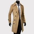thumbnail image 3 of MSJUHEG Mens Jacket Mens Winter Coats Round Neckline Long Sleeve Winter Men Slim Stylish Trench Coat Double Breasted Long Jacket Trenchcoat Women'S Khaki Xl, 3 of 9