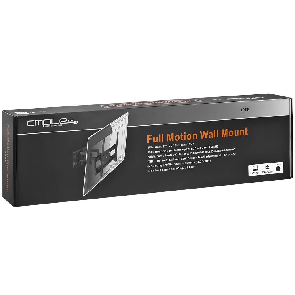 Cmple - Heavy-Duty Full-Motion Wall Mount: 37"-70" LCD/LED TVs