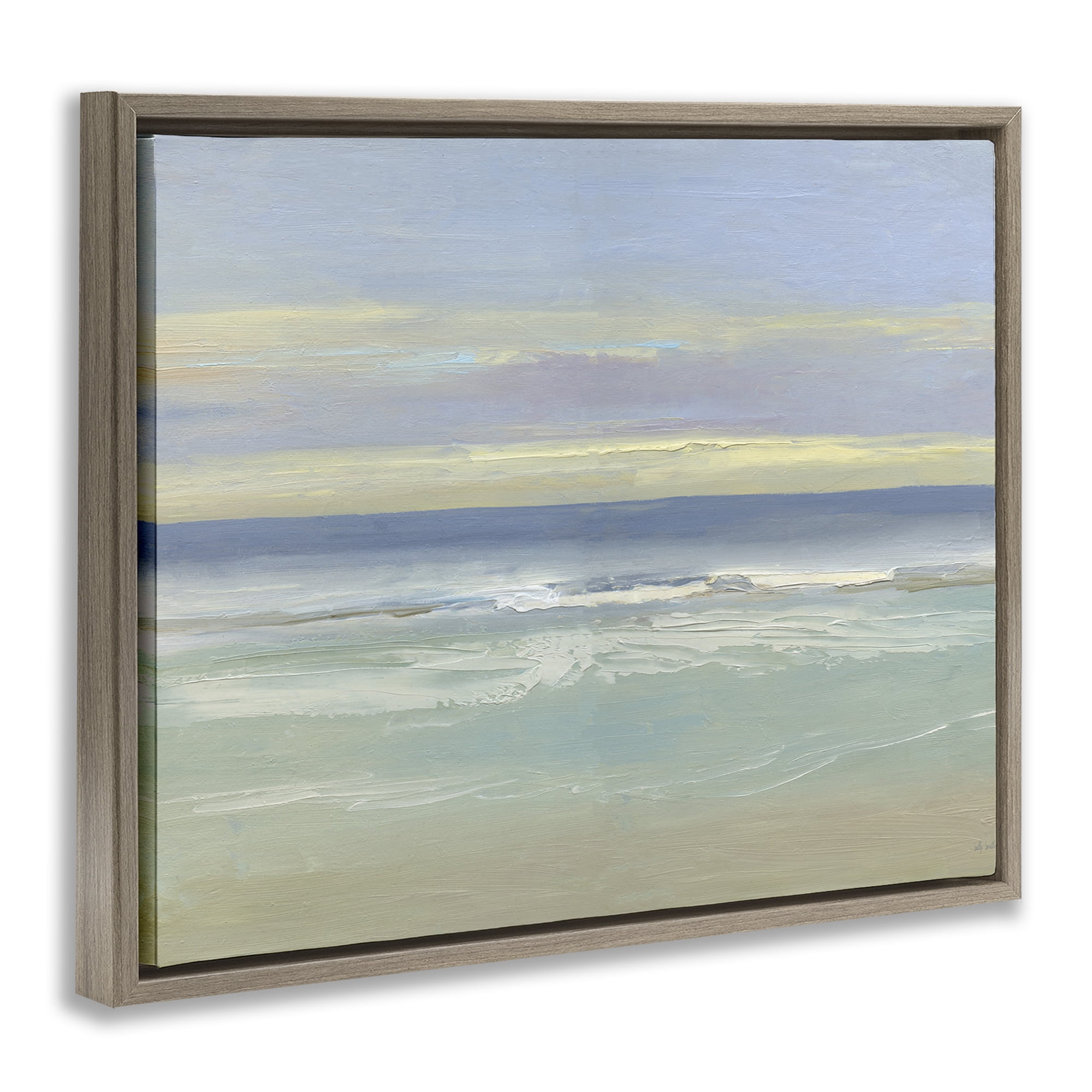 Stupell Industries Tranquil Coastal Morning Waves Brown Framed Floater Canvas Wall Art, design by Sally Swatland