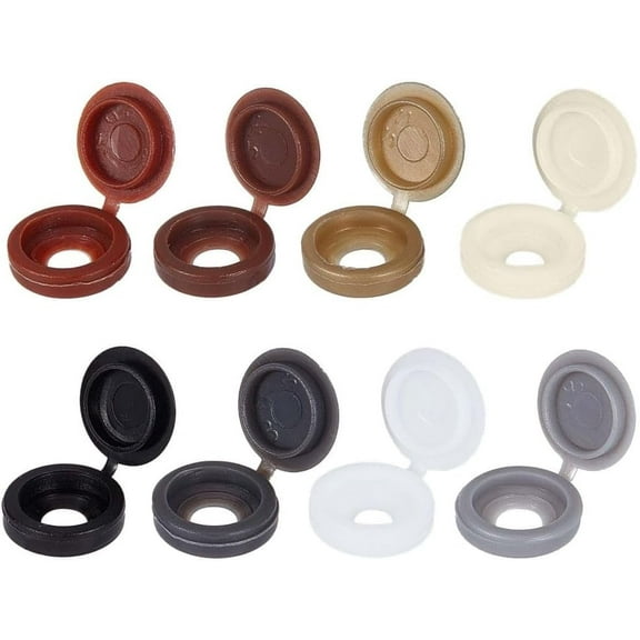 1 Box 200Pcs 8 Colors Hinged Screws Cover Caps Fold Snap Covers Plastic Shutter Screw Caps Washer Flip Tops Furniture Fence Hole Plug for Covering Screw Heads Decorative Protection(M) DIY