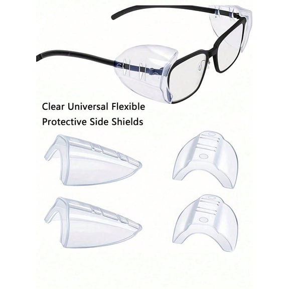 2 Pairs of Universal Transparent Eyeglass Side Shields, Flexible Eye Protection Frame Accessories For Glasses
