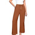 thumbnail image 4 of FNFYFH Clearance Ladies Casual Long Linen Trousers Loose Fit Solid Color Summer, 4 of 8