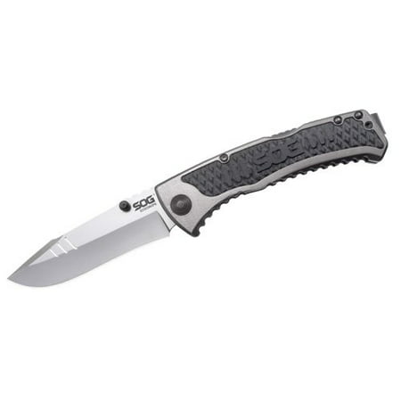SOG Knives SideSwipe - Grey TiNi Plain Blade Folding Pocket Knife -