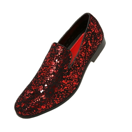 Amali Mens Metallic and Studded Smoking Slipper Loafer Dress (Best Shoes For Red Dress)