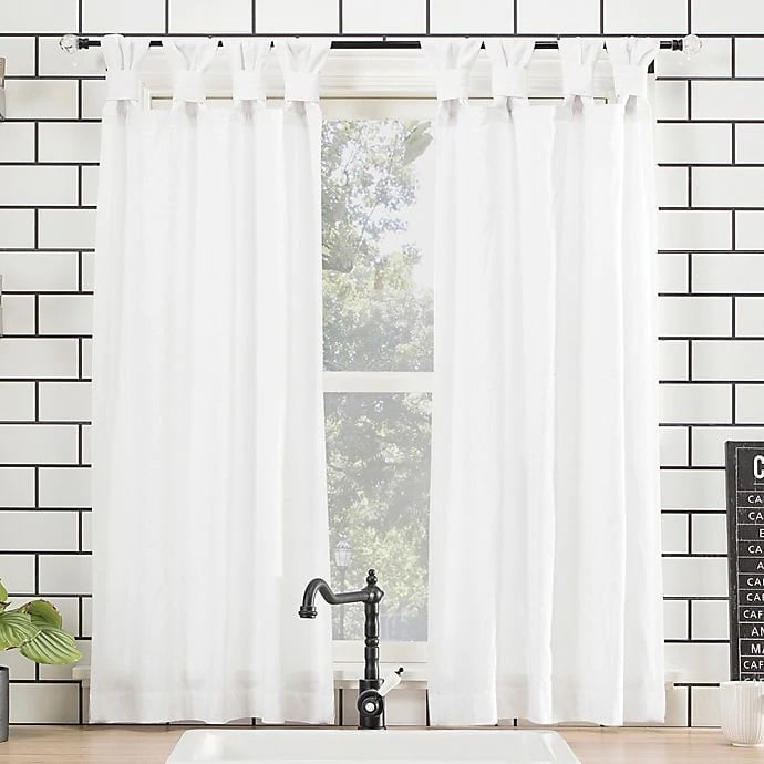 Archaeo Washed Cotton 45-Inch Cafe Curtain in White