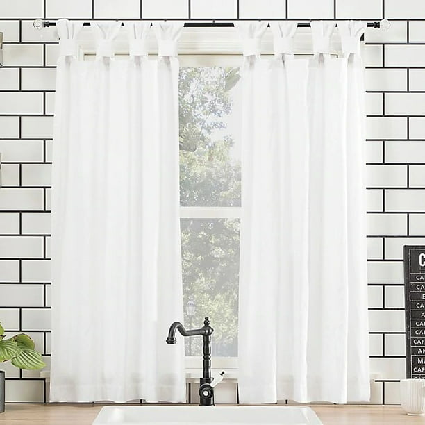 Archaeo Washed Cotton 45-Inch Cafe Curtain in White - Walmart.com ...