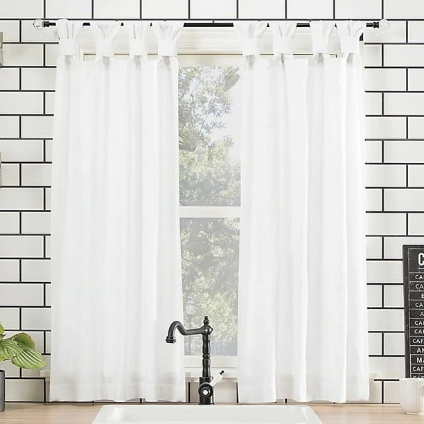 Archaeo Washed Cotton 45Inch Cafe Curtain in White