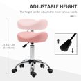 thumbnail image 4 of HOMCOM Tabouret Selle en Cuir PU Hauteur Réglable Chaise de Salon à Roulettes Rose, 4 of 10