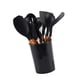 thumbnail image 4 of Juego de utensilios de cocina de silicona de 11 piezas, juego de utensilios de cocina con mango de madera resistente al calor y cubo de almacenamiento para acampar, color negro, 4 of 10